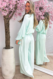 Silky bow topje - Mint