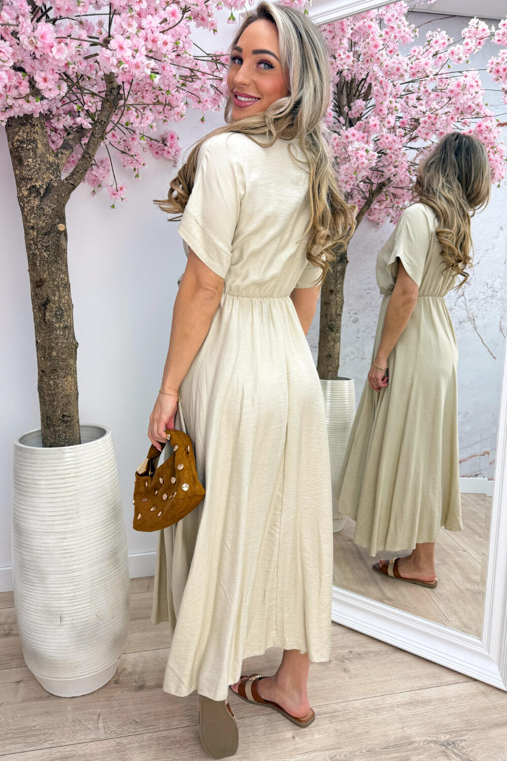 Deluxe bow dress - Beige