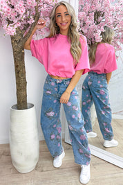 Basic puff topje - Lollypop roze
