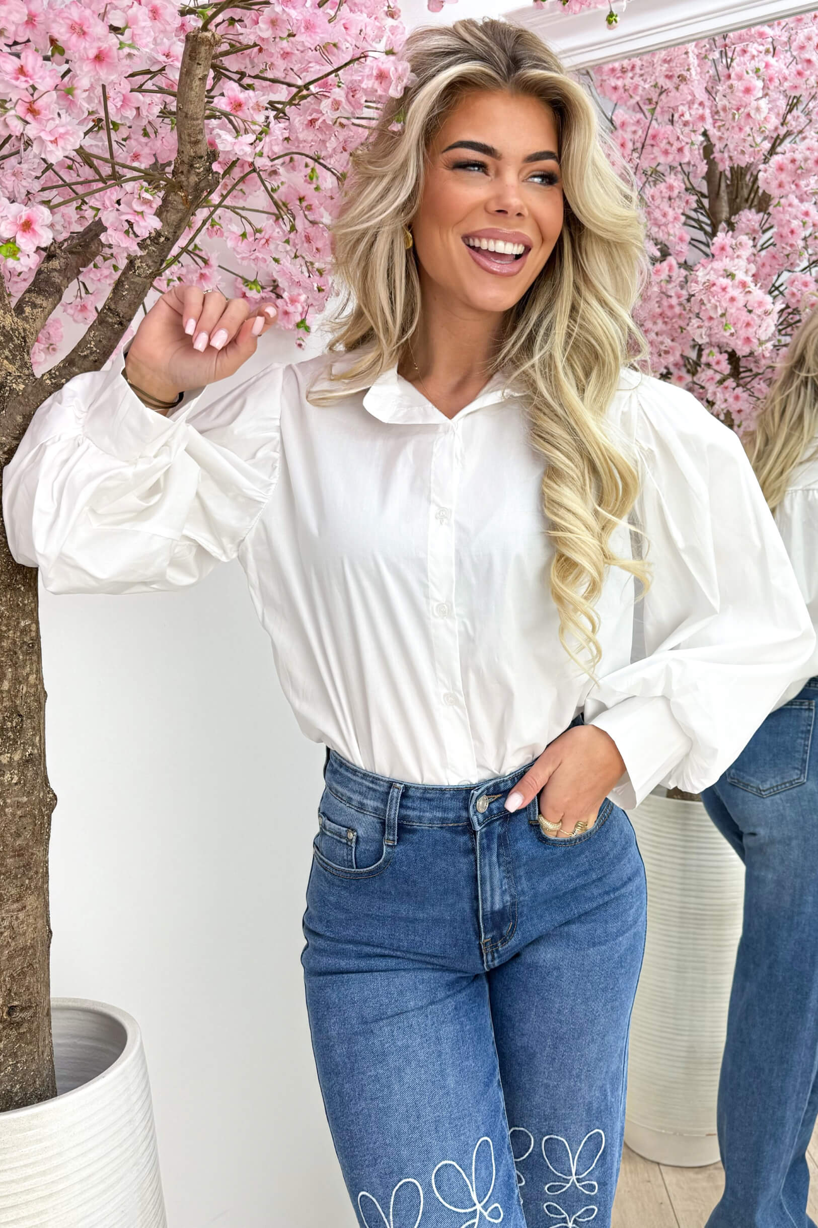 Chic poffie blouse - Wit
