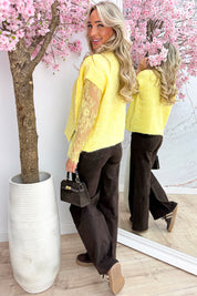 Two in one lace trui - Geel