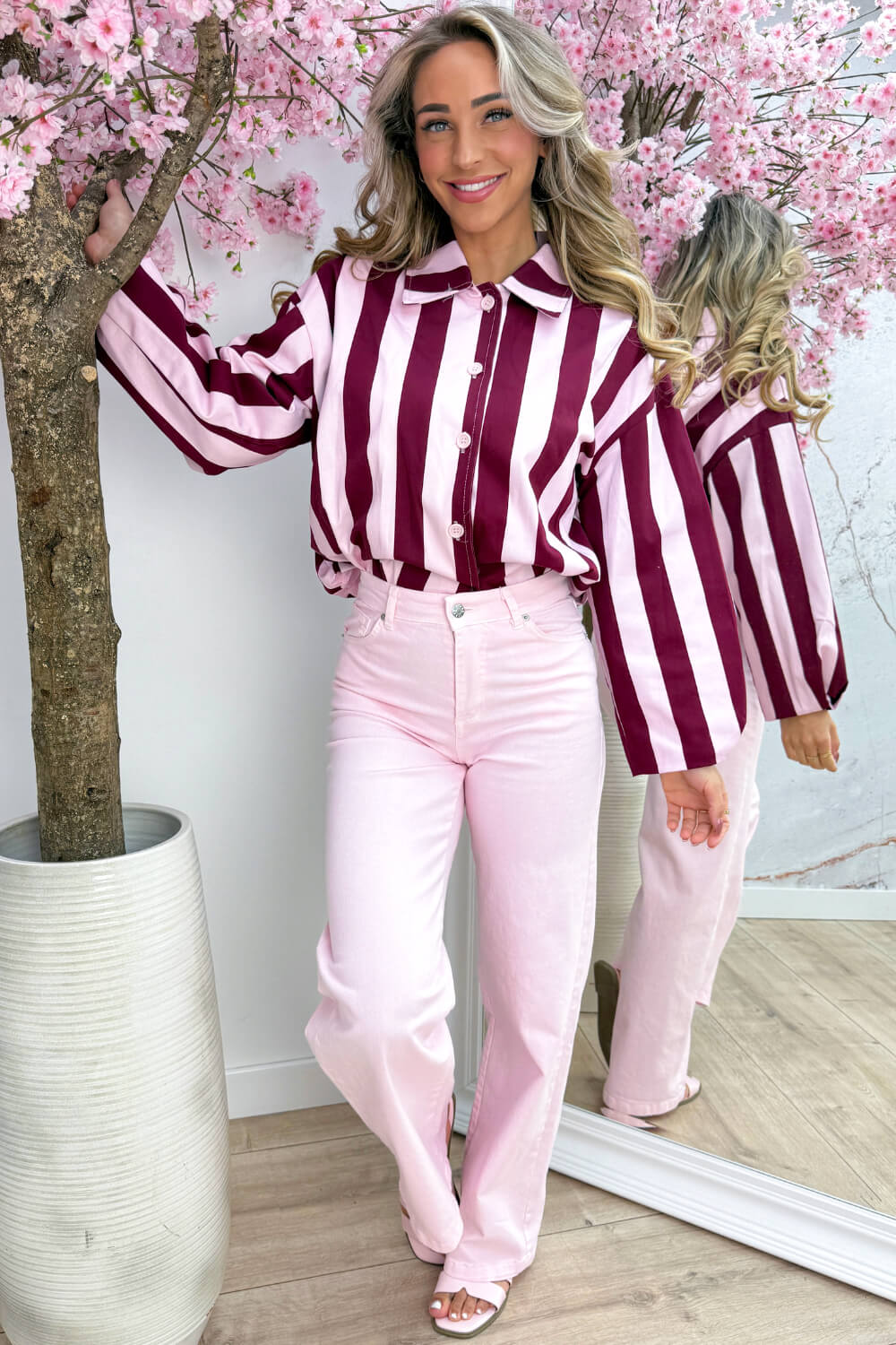 Stripe season cotton jacket - Bordeaux