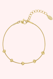 Heart row armband - Goud