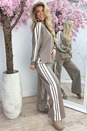 Striped comfy co-ord - Taupe
