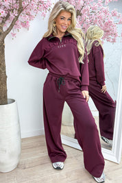 New york zipper comfy co-ord - Bordeaux