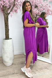 Robe divisée tressée ceinturée - Berry Purple