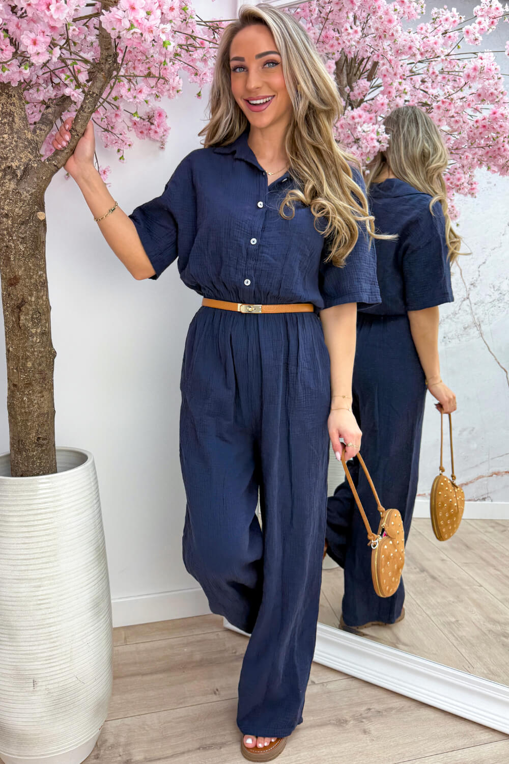Formentera cotton jumpsuit - Navy