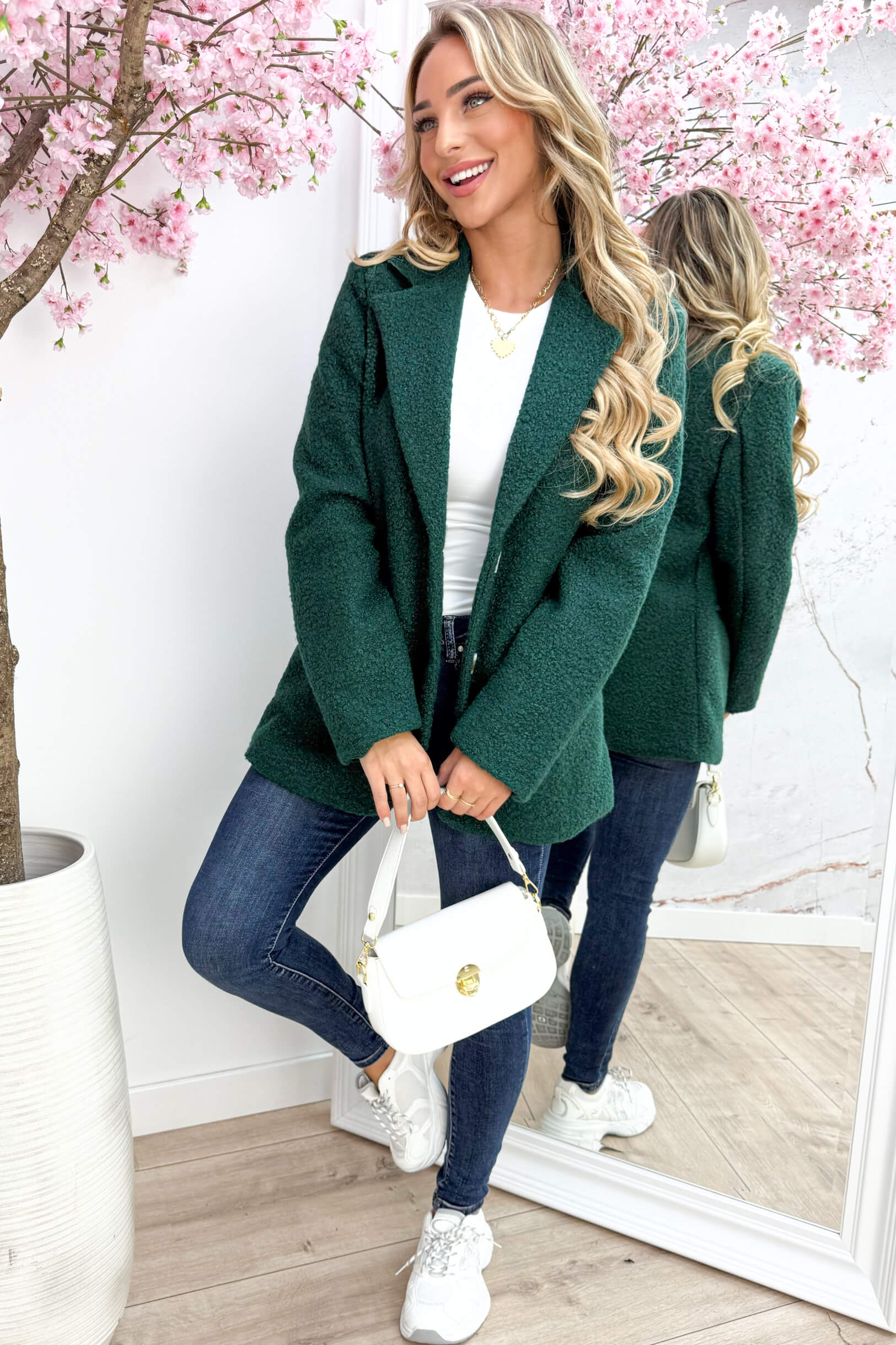 Teddy blazer - Dk. groen