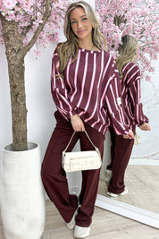 Perfect embleem stripe trui - Bordeaux