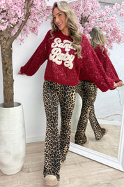 Santa baby paillet trui - Bordeaux