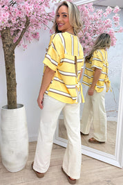 Stripe bow topje - Geel