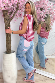 Statement stripe topje - Bordeaux