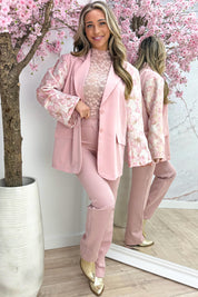 Pretty flower blazer - Roze