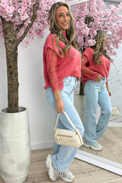 Two in one lace trui - Koraal