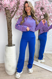 Stripe it easy topje - Kobalt