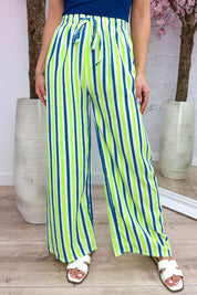 Striped flowy pants - Lime