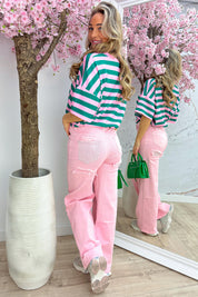 Travel stripe topje - Groen