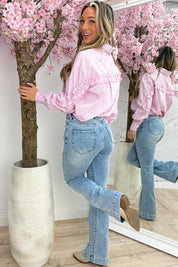 Ruffly stripe blouse - Lollypop roze