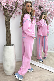 Comfy club stripe co-ord - Lollypop roze