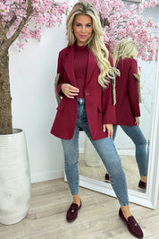 Inspired bow blazer - Dk. rood