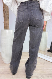 Studs speak louder wide leg jeans - Zwart