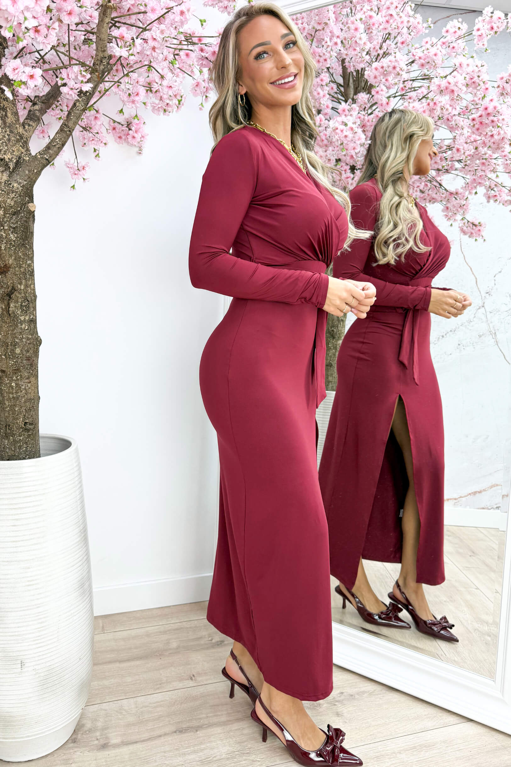 Travel split dress - Bordeaux