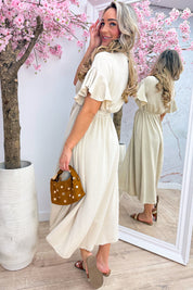 Rio ruffle maxi dress - Dk. beige