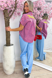 Mon tresor stripe blouse - Rood