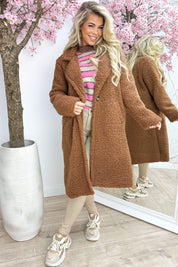 Snuggle up teddy trenchcoat - Cognac