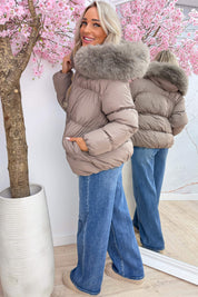 Snowy days are calling winterjas - Taupe