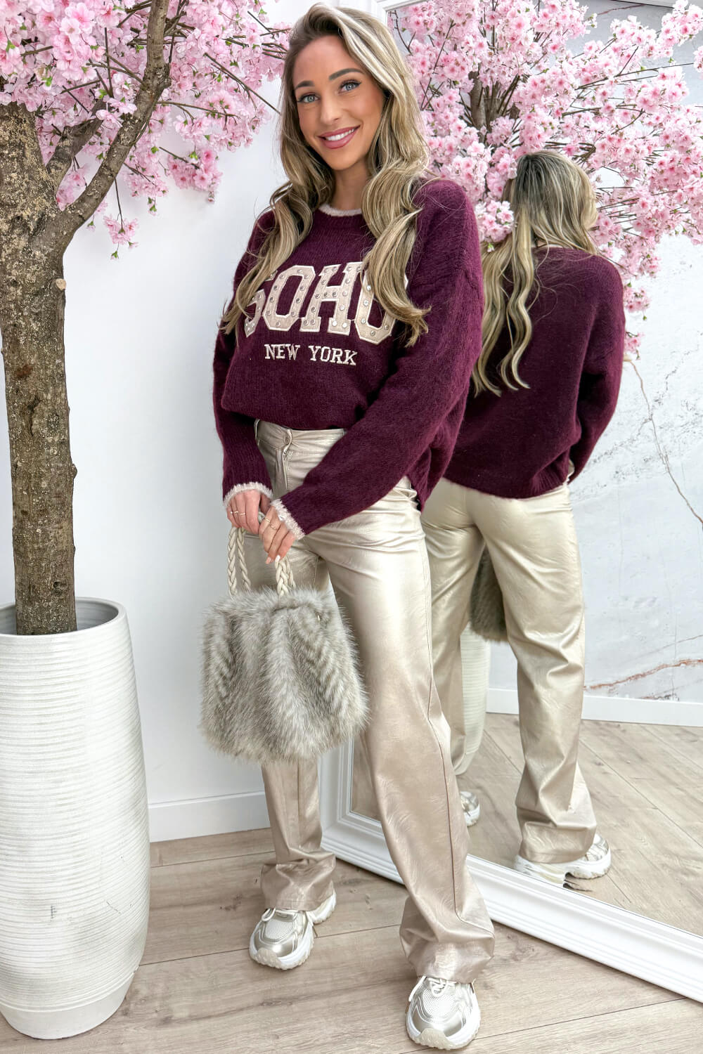 Studded soho trui - Bordeaux