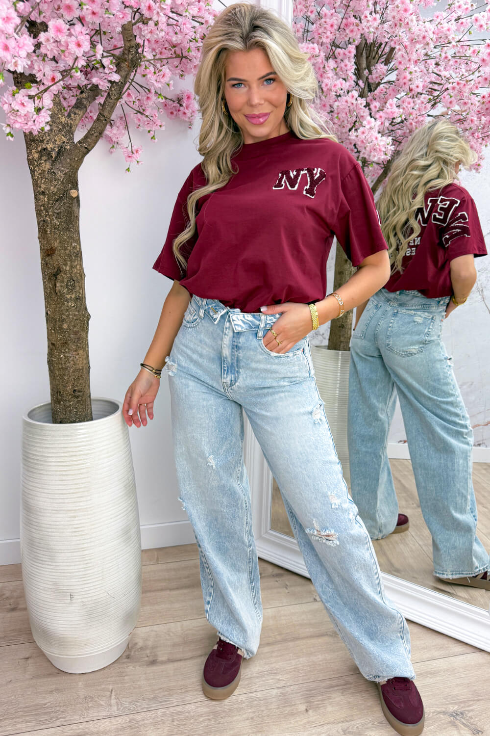 NY teddy T-shirt - Bordeaux