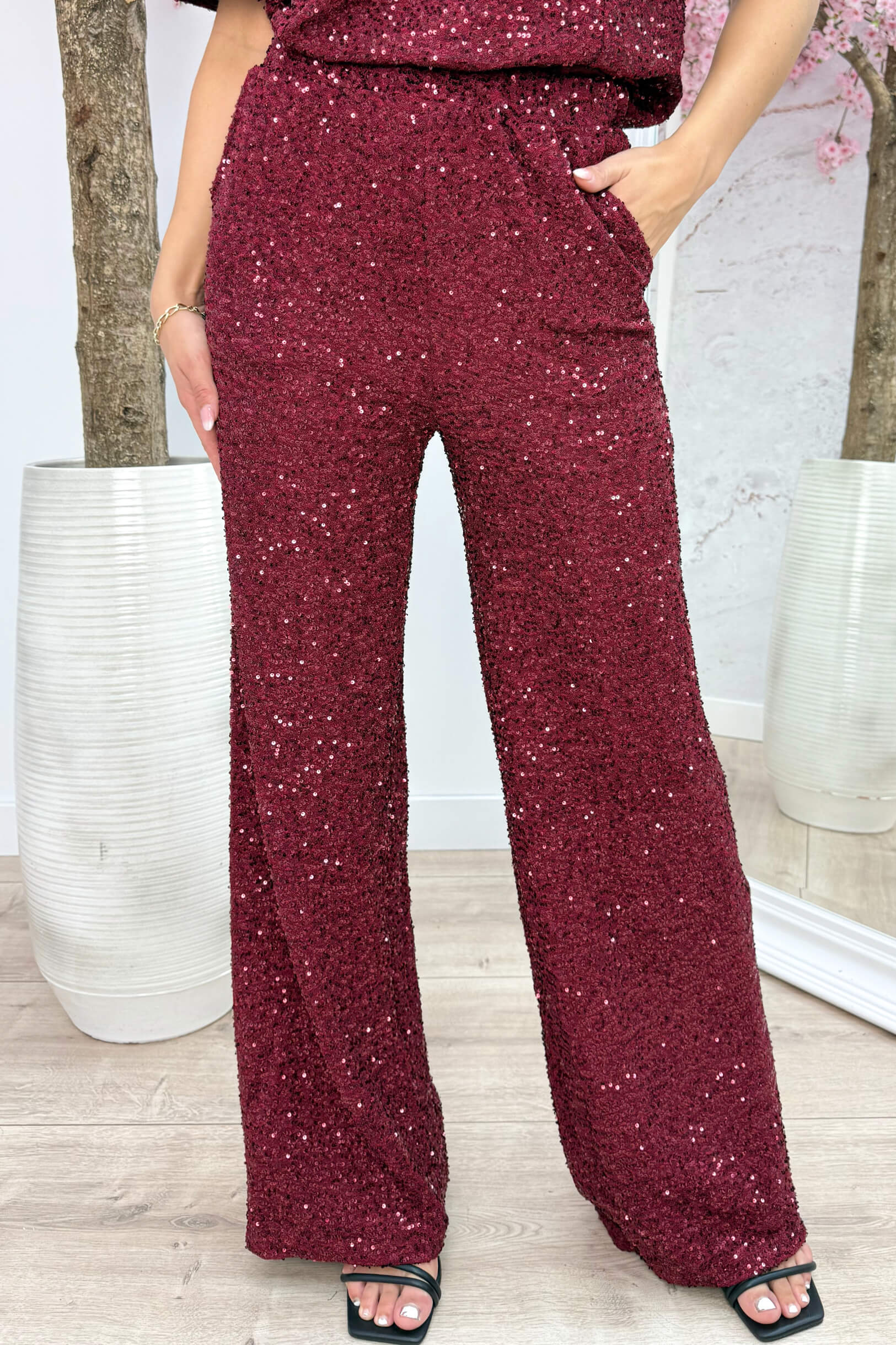 Lovely paillets pants - Bordeaux