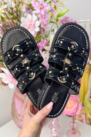 Tulum suede look slipper - Zwart