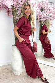 So Ready Silky Co -Ord - DK. red