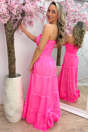 Neon cotton dress - Fuchsia