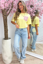 Sparkle pocket T-shirt - Geel