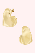 Mega heart dented earring - Gold