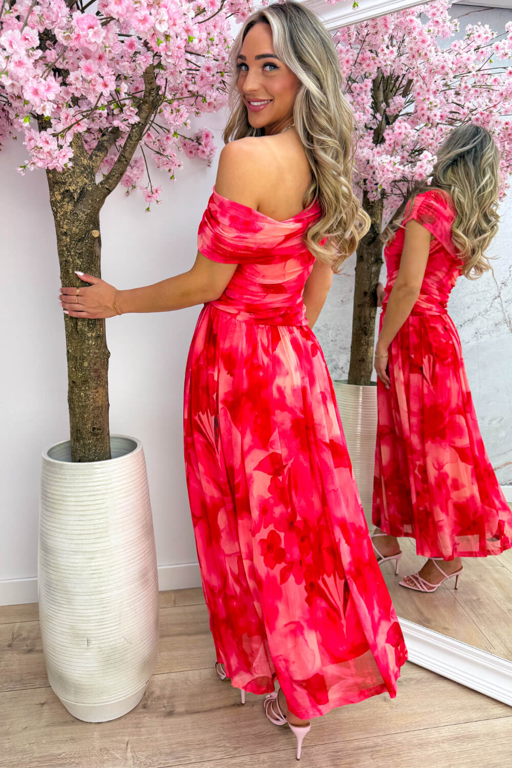 Paloma pleated dress - Koraal