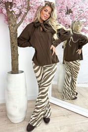 Bow babe topje - Bruin