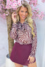 Zebra romance bow topje - Bordeaux