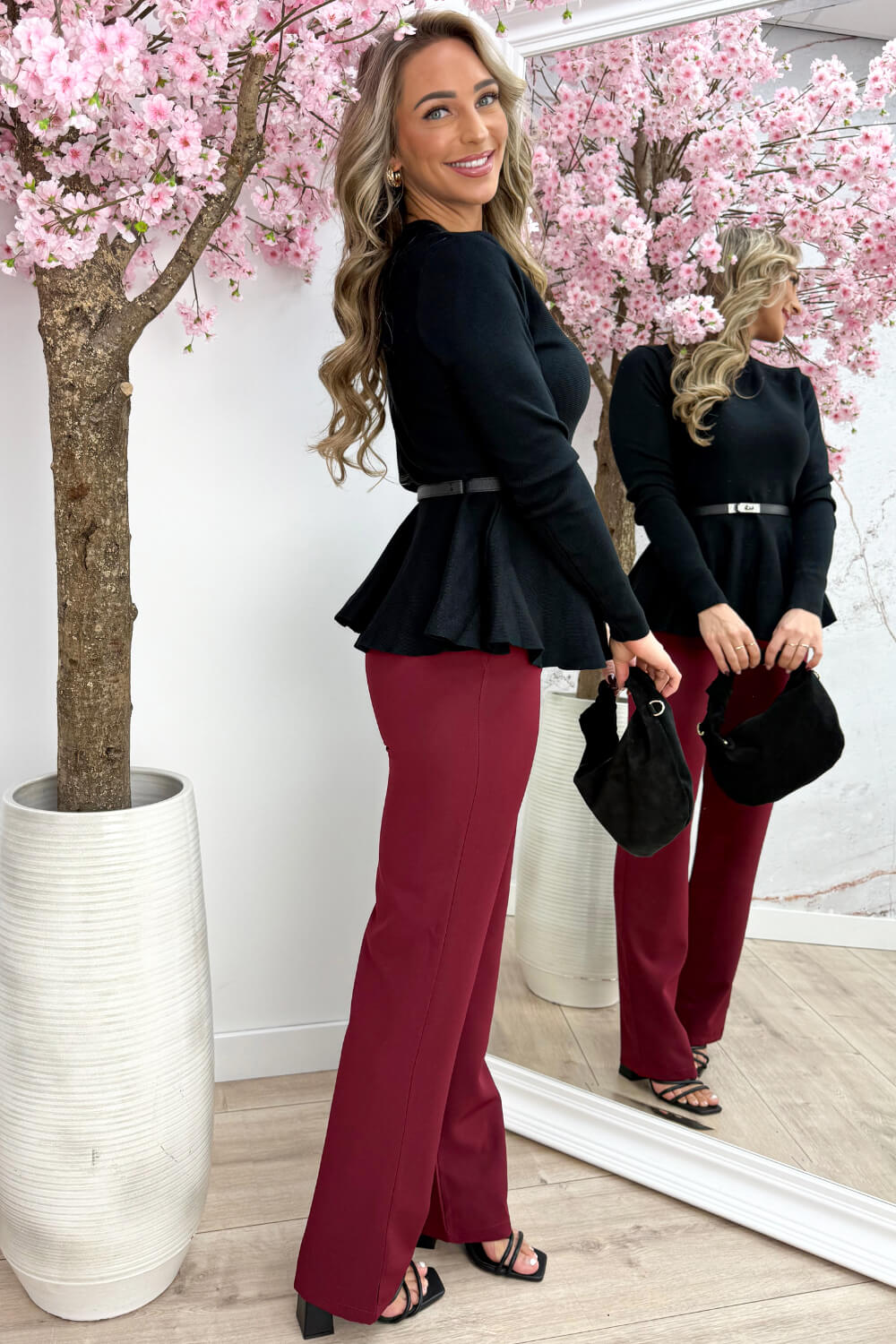 Peplum perfection topje (Incl. riem) - Zwart