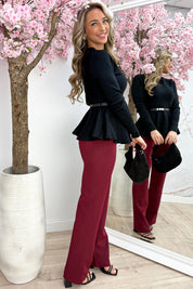 Peplum perfection topje (Incl. riem) - Zwart