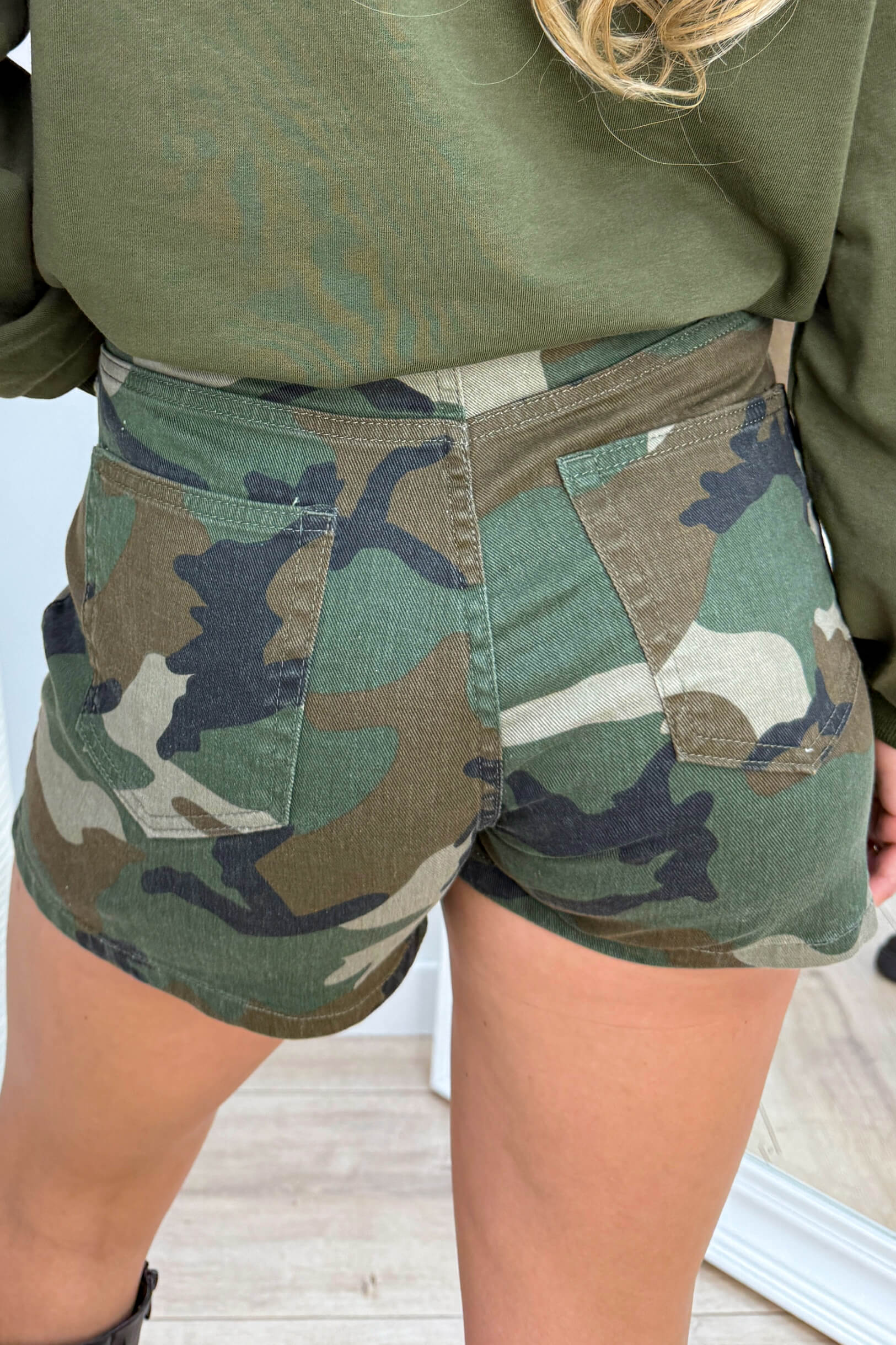Camo denim skort - Army