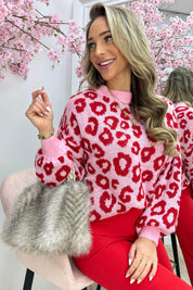 Pop of leopard trui - Rood