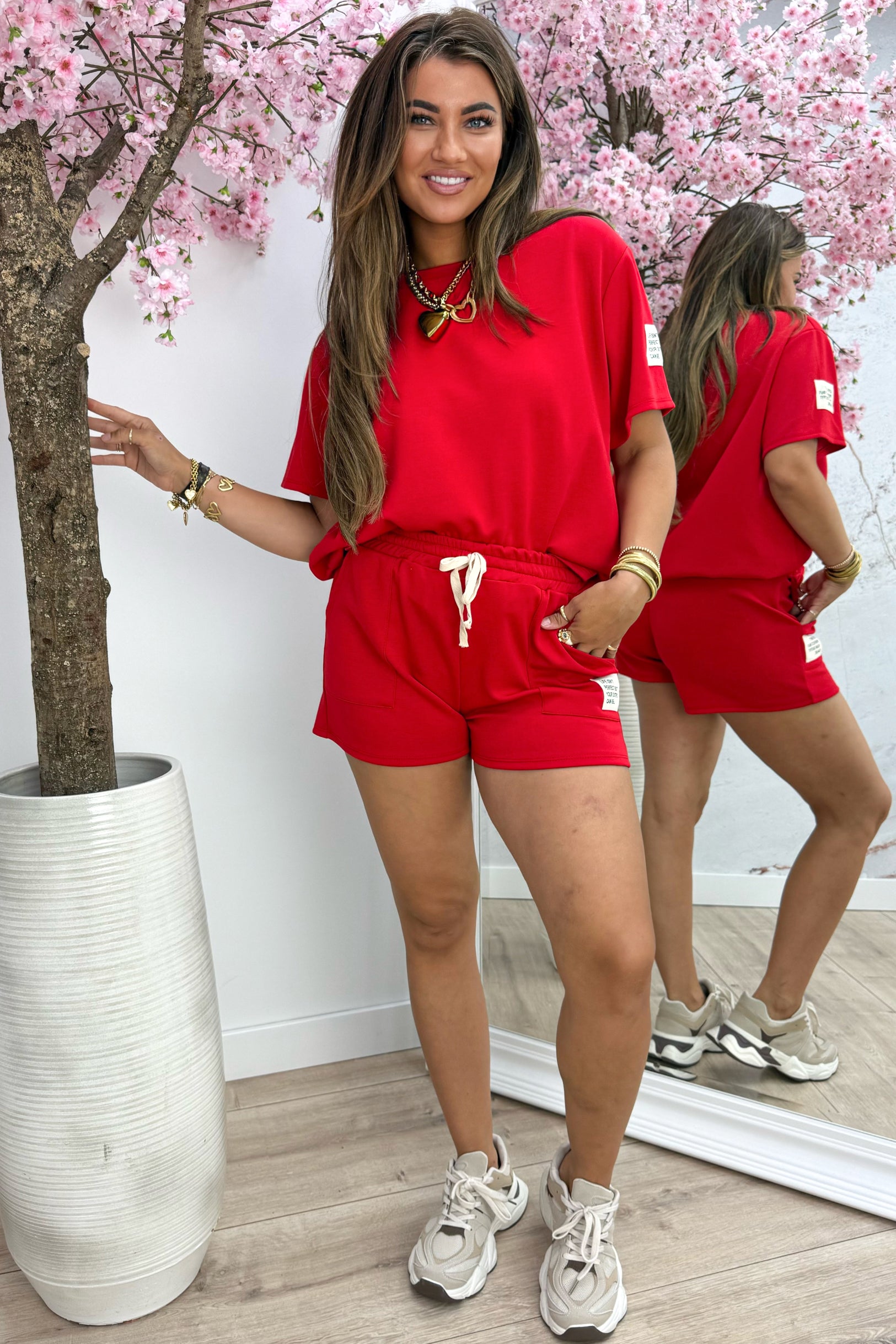 So perfect embleem comfy co-ord - Rood