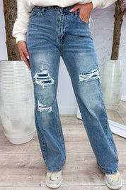 Damaged straight leg jeans - Jeans blue
