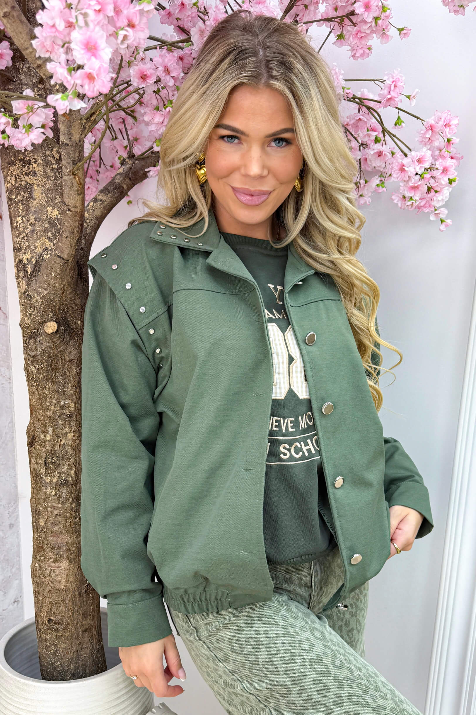 Cool vibes studded jacket - Army