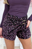 Gold ring sequin skort - Berry purple