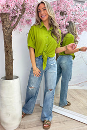 Basic knot blouse - Olijf